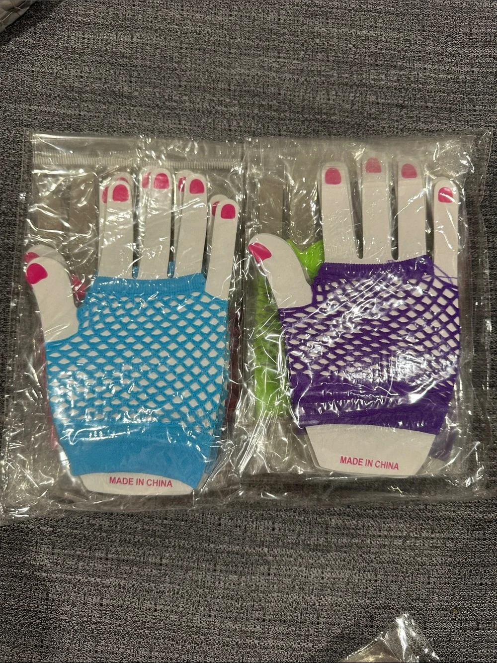 Neon Fishnet Fingerless Gloves - Green, Blue, Purple & Hot Pink